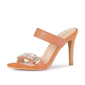 Allegra K Open Toe Stiletto Heel Slide Sandals Women’s Size 7 Orange Glitter